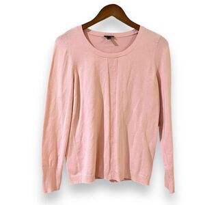 NEW Talbots Womens Size M Round Neck Cotton Blend Sweater Light Pink Tight Knit